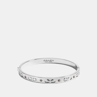 Coach Womens Kissing C Hinged Bangle - Silver Metal - One Size