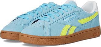Reebok Lifestyle Club C Grounds UK Womens Shoes Digital Blue/Solar Acid Yellow/Gum : 7.5 B - Medium, Suede
