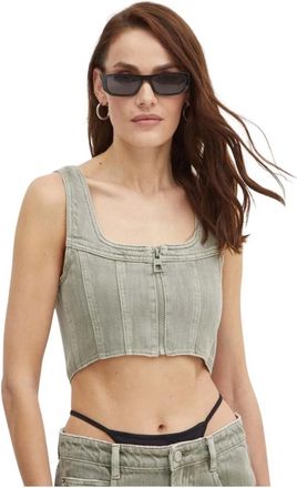 Miss Sixty Xj 2470 Denim Shirt - Dames - Tops zonder mouwen - Groen - M - Denim - Tops
