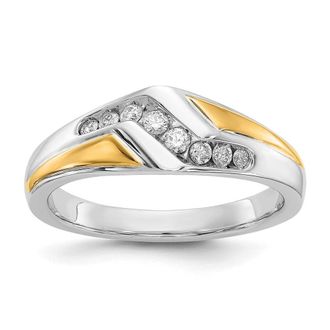 Diamond2Deal 14k Two-tone Lab Grown Diamond Wedding Band Ring 1/4Ct Clarity- VS Color- G-H