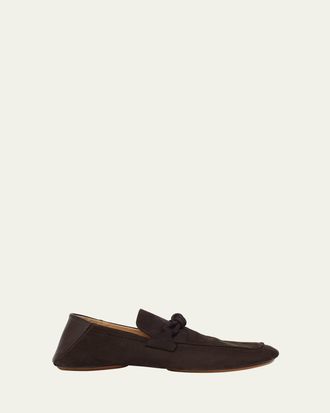 Bottega Veneta Mens Daddy Nubuck Collapsible-Heel Loafers
