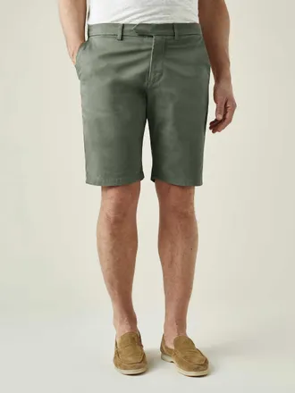Luca Faloni Olive Green Cotton (Whipcord) Shorts