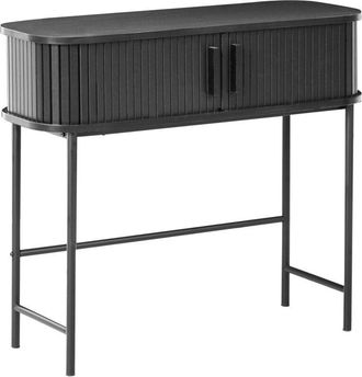 Beliani Beliani - Console Table Retro Sliding Door mdf Metal Legs 80 x 30 cm Black Bradley