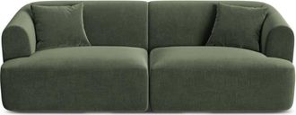 Cosmopolitan Design Sof&aacute; modular 3 plazas de terciopelo verde