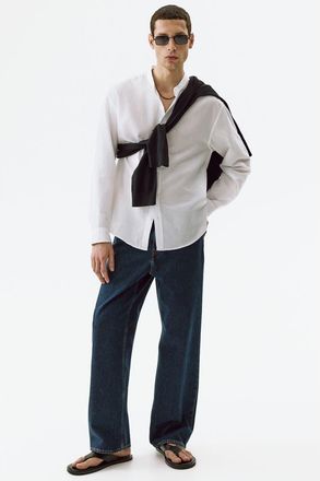 H&M Relaxed-fit linen-blend shirt in White at Nordstrom, Size Xx-Large
