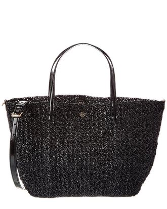 Tory Burch Emerson Lacquered Raffia Small Tote