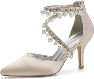 Miyoopark Women Shoes Heels for Wedding Closed Pointed Toe Evening Pumps Shoes M521 Champagne UK 6.5