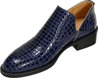 Generic Ankle Boots for Women UK Fashion Side Zip Elegant Short Boots Biker Booties Casual Leather Booties Business Office Work School Walking Shoes(E-Blue,10