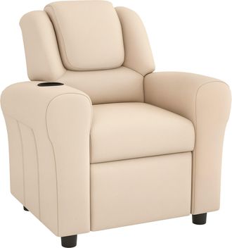 HOMCOM Kids Recliner Chair with Adjustable Backrest and Footrest - Beige - Beige | TJ Hughes Black