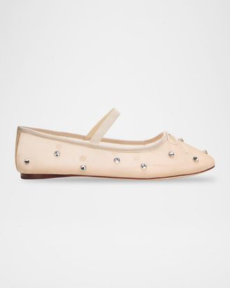 Loeffler Randall Leonie Crystal Mesh Ballerina Flats