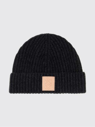Loewe Ribbed Pure Cashmere Beanie with Cuff and Logo Patch