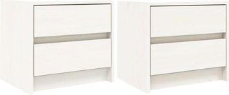 vidaXL Vidaxl - Mesitas de noche 2 uds madera maciza pino blanco 40x31x35,5 cm