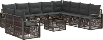 vidaXL Conjunto De Sof&aacute;s De Jard&iacute;n 11 Uds. Gris Rat&aacute;n Sint&eacute;tico Vidaxl