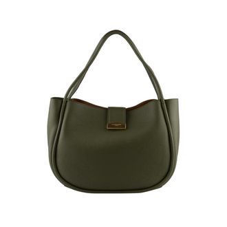 Pourchet Tassen, Dames, Groen, ONE Size, Leer, Liane Schoudertas