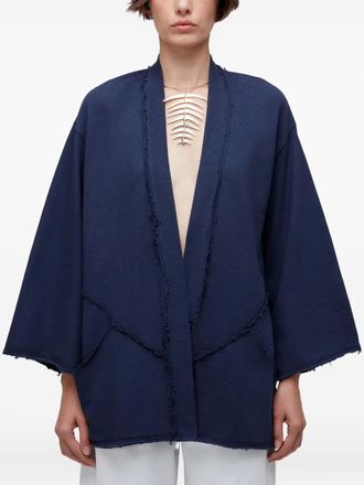 Osklen frayed-edge open coat - Blue