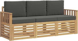 vidaXL Juegos De Sof&aacute;s 3 Uds. Blanco Y Antracita Polyester Vidaxl