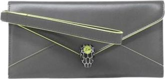 Bulgari Pre-owned Leather Clutch - Dames - Vintage Clutch - Grijs - ONE Size - Leer - Vintage