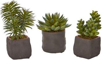 Nearly Natural Mixed Succulent Trio Artificial Plant in Green at Nordstrom