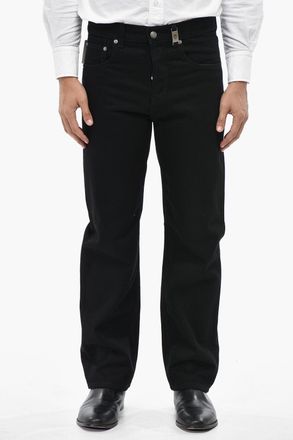 Alexander McQueen Straight-Leg Jeans in Dark Wash with Hammered Leather Patch 22cm Alexander McQueen
