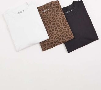 Abercrombie & Fitch Confezione da 3 t-shirt vintage in tinta unita neutre-Multicolore