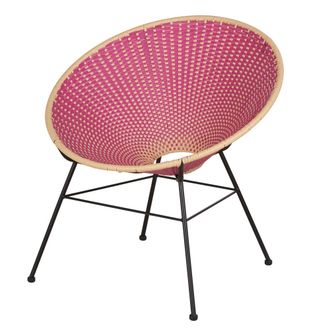 Maisons du monde Silla de exterior de acero negro y resina reciclada en rosa y beige
