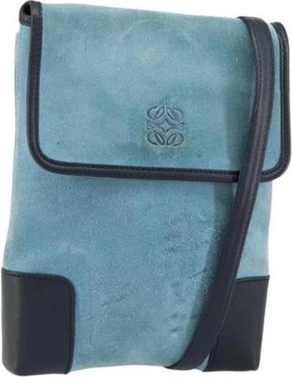 Loewe Pre-owned Su&egrave;de Schoudertas - Dames - Vintage Schoudertas - Blauw - ONE Size - Su&egrave;de - Vintage