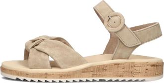 Paul Green Beige Sandaal met Kurkzool - Dames - Sandalen - Beige - 39 EU - Leer - Schoenen