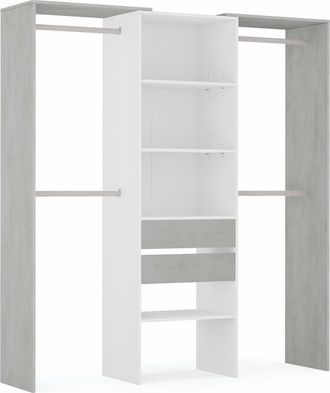 HOMN Armario vestidor 2 cajones, blanco y gris, 179 cm ancho