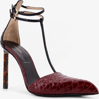 Tom Ford Womens Leather Pumps Python-Effect Red High Heel Shoes