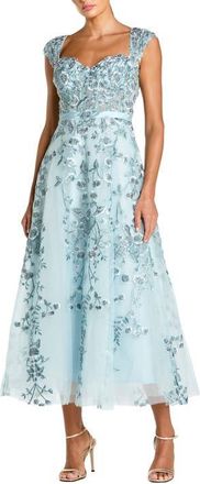 Mac Duggal Floral Embroidered Sweetheart Neckline Dress in Powder Blue at Nordstrom, Size 10