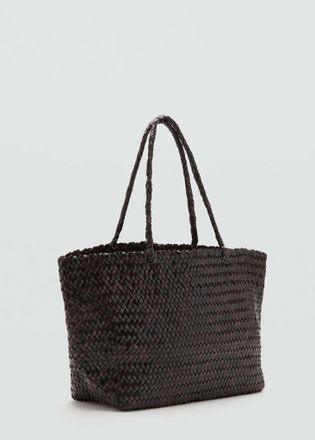 Mango Borsa shopper pelle intrecciata cioccolato - Donna - Taglia unica - MANGO