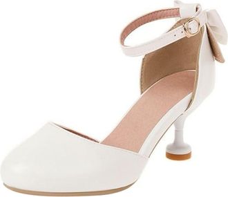 Generic ACemt Girls Closed Toe Sandal Big Kids Girls Dress Shoes Pumps High Heels High School Prom Shoes Sandals Shoes Girls Boot Slippers Size 12 (White, 3 B