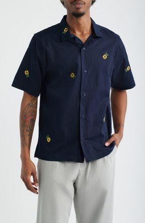 Service Works Cross Stitch Organic Cotton Button-Up Shirt in Dark Navy at Nordstrom, Size Xx-Large