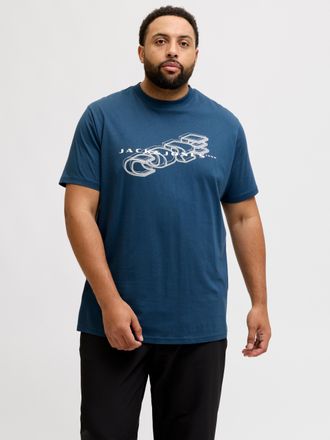 Jack & Jones Plus Size Kurzarmshirt JCOFUSION BIG BRANDING TEE SS CREW PLS, Herren, Gr. 4XL, titan, Jersey, Obermaterial: 100% Baumwolle, JACK & JONES PLUSSIZE, bedruckt, no