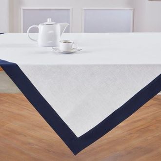 Solino Home Linen Table Throw - Contempo, 52 x 52, 52 x 52 in Navy And White at Nordstrom, Size Small