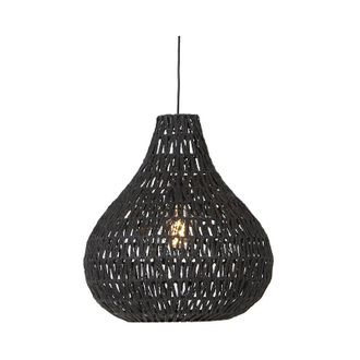 QAZQA Retro/vintage L&aacute;mpara Colgante Retro Negra 45 Cm - Lina Drop Acero /cuerda Redonda Adecuado Para Led Max. 1 X 60 Watt - Qazqa