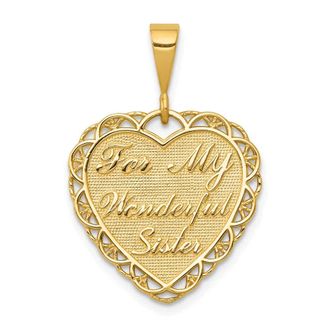 Diamond2Deal 14k Yellow Gold Reversible FOR MY WONDERFUL SISTER Charm