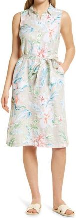 Tommy Bahama May Meadows Sleeveless Linen Shirtdress in Khaki Sand at Nordstrom, Size Small