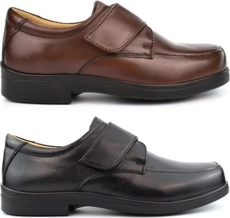 Generic Mens Wide Fit Shoes Mens Leather Shoes Size 14 Extra Wide Shoe Size 13 Touch Fasten Leather Shoe EEE Width 3E Width Triple E Sizes 6-15 Black/Brown (E