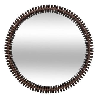 Atmosphera Espejo Redondo &laquo;barrel&raquo;, 90 Cm De Di&aacute;metro, Marr&oacute;n - Atmosphera Cr&eacute;ateur DInt&eacute;rieur