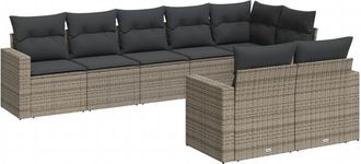 vidaXL Vidaxl - Set De Sof&aacute;s De Jard&iacute;n 8 Pzas Y Cojines Rat&aacute;n Sint&eacute;tico Gris