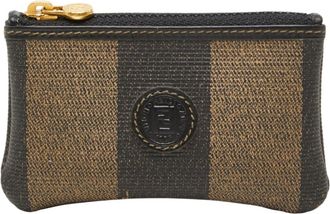 Fendi Black Brown Leather Coin Purse/Coin Case (Pre-Owned)