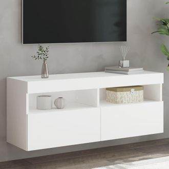 vidaXL Vidaxl - Mueble De Tv De Pared Con Luces Led Blanco 100x30x40 Cm