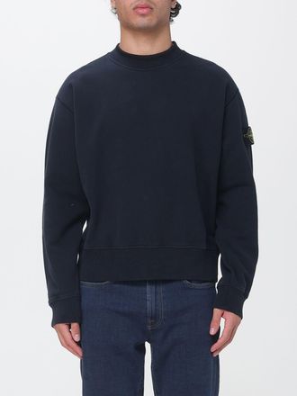 Stone Island Felpa girocollo in cotone con patch logo Compass sulla manica