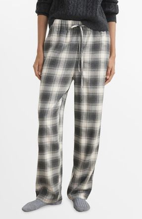 Mango Plaid Flannel Pajama Pants in Grey at Nordstrom, Size Small