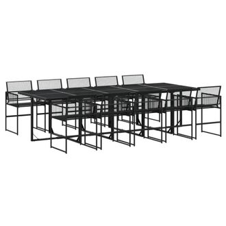 Berkfield Home 11 Piece Garden Dining Set Black Poly Rattan