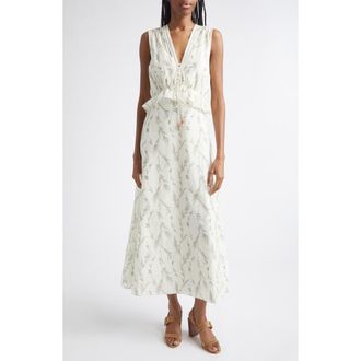 Veronica Beard Dominick Floral Cotton & Silk Dress in Dove Multi at Nordstrom, Size 12