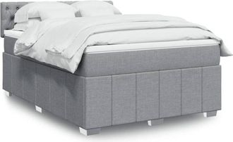 vidaXL Vidaxl - Cama Box Spring Con Colch&oacute;n Tela Gris Claro 140x200 Cm
