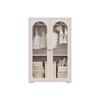 STILVORA Armario Con 2 Puertas, Estantes Ajustables Y Barra Para Ropa, Puertas Transparentes, Mdf Y Acr&iacute;lico, Rosa, 80&times;50&times;120 Cm