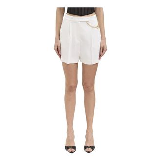 Elisabetta Franchi Casual Shorts, female, White, Size: XS Gabardine Shorts with Jewel Logo